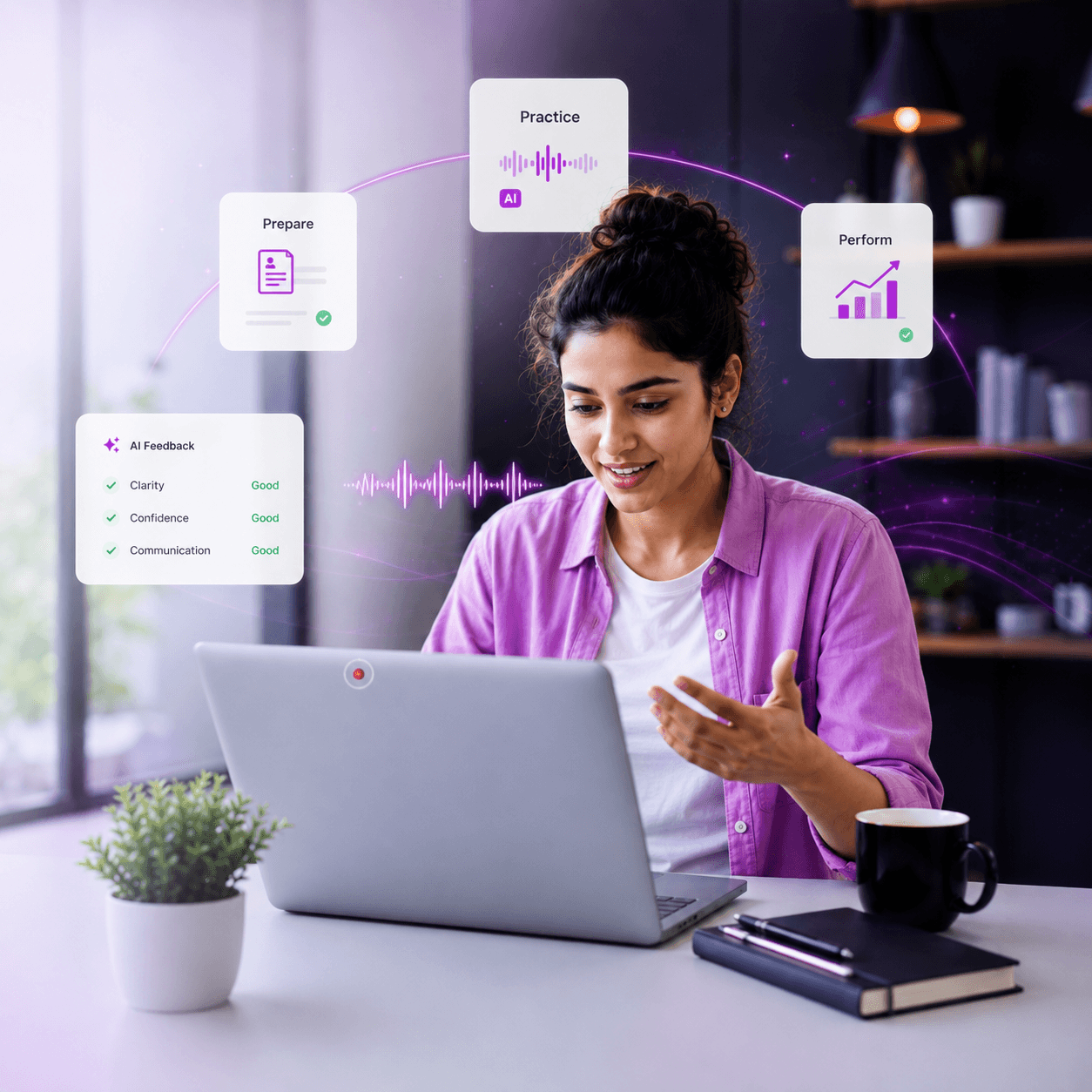 Candidate practicing with AI interview feedback